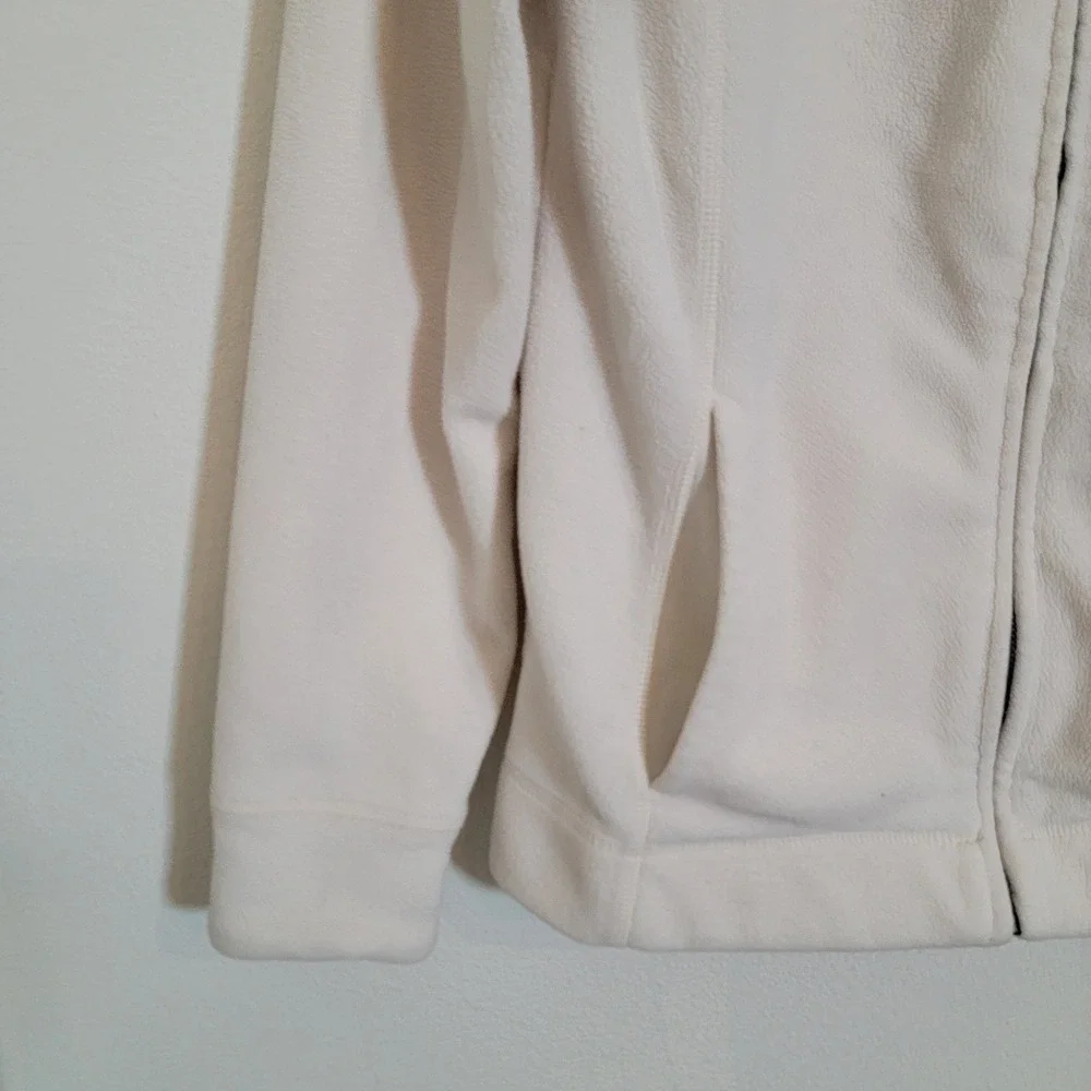LL Bean Womens XS Fleece Jacket Full Zip Fair Isle Snowflake Cream Gray Nordic